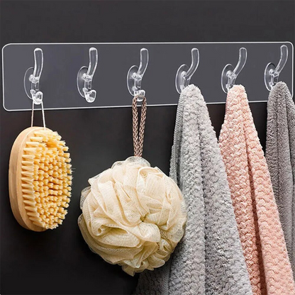 Transparent 6 Hooks Stripe For Home/Kitchen