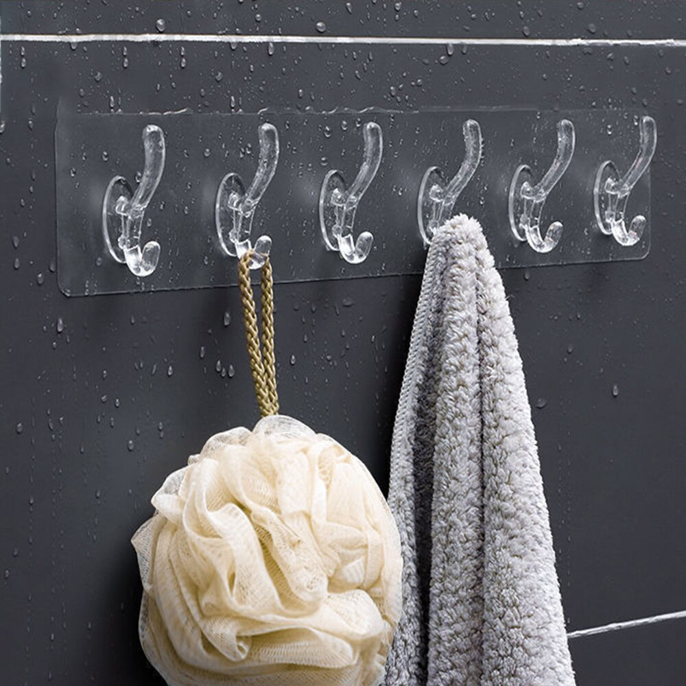 Transparent 6 Hooks Stripe For Home/Kitchen