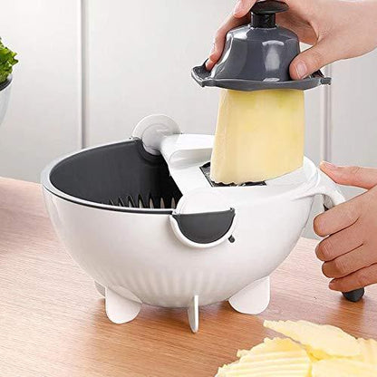 9-in-1 Rotating Vegetable cutter with Drain Basket