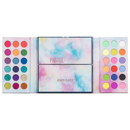 BEAUTY GLAZED PASTEL PARADISE 105 COLOR EYESHADOW ( FREE 5 SHADES OF LIPSTICK )