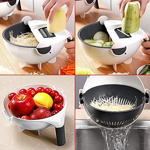 9-in-1 Rotating Vegetable cutter with Drain Basket