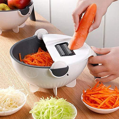 9-in-1 Rotating Vegetable cutter with Drain Basket