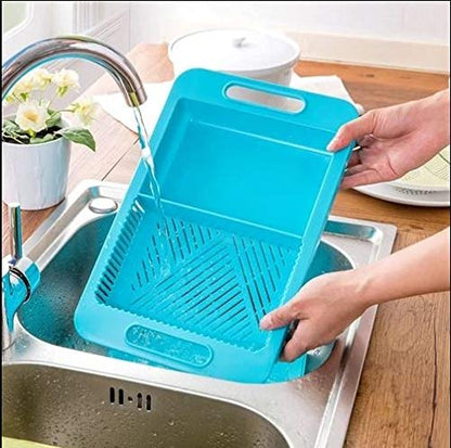 Chop - N - Store Cutting Chopping Board with Tray & Strainers (Multi Color)