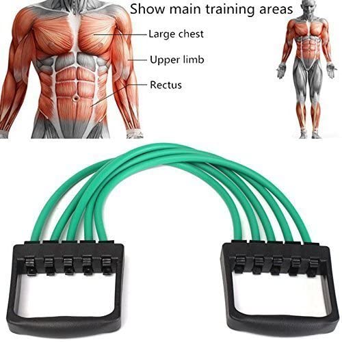 Adjustable Multi-Function 5 Rubber Tubes Chest Expander for Men & Women