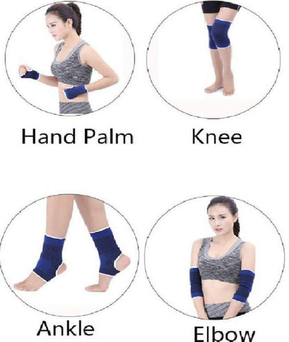 Set of Ankle, Palm, Knee, Elbow Support, Gym Support Bands (Set of 8)