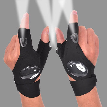 Portable Multi-function Magic Strap Thumb Index Finger 2 Gloves with LED Light (1 Pair)