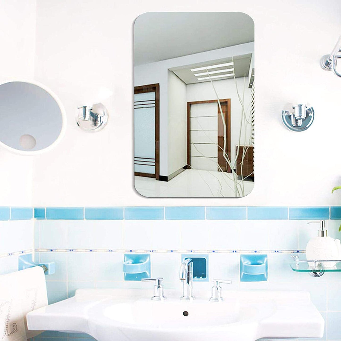 Rectangle Self Adhesive Mirror Sticker (Small Size 20x30 CMS)