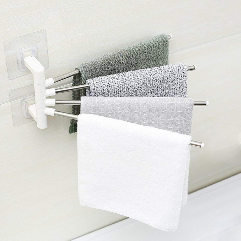 Wall Mounted Plastic and Stainless Steel 4 Bar Towel Rack