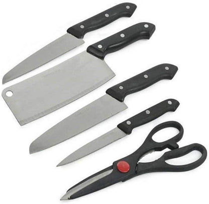 Stainless Steel Kitchen Knife Set with Wooden Chopping Board