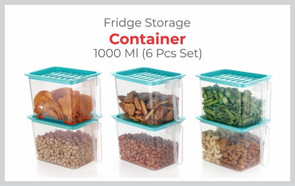 Fridge storage containers Pack of 6, Blue)